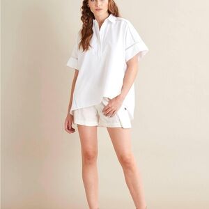 Filomena Fernandez Oversized White Eyelet Top
